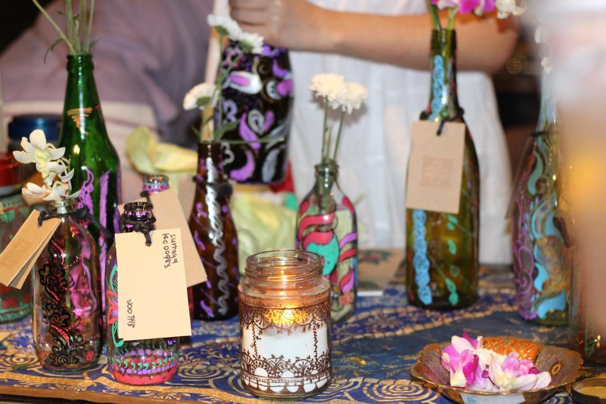 Hand-decorated pieces brought by participating communities.